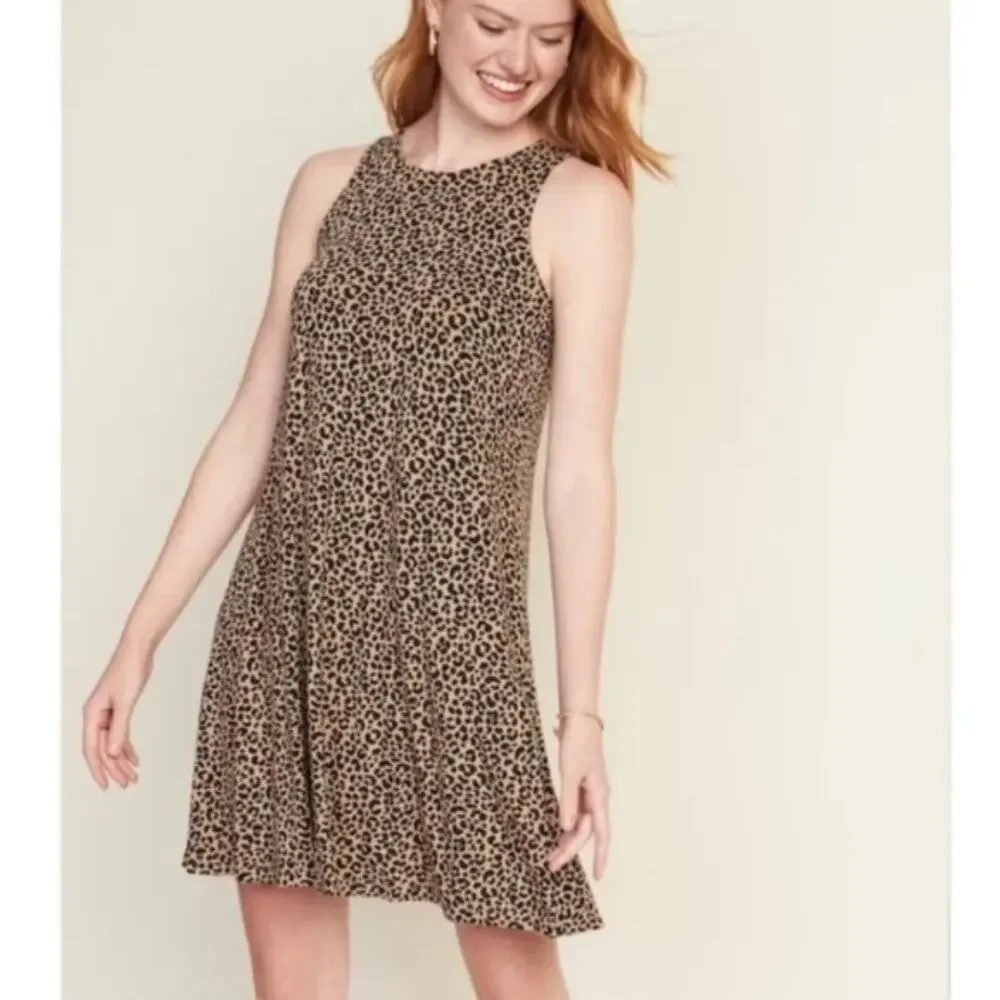 OLD NAVY Tank Sleeveless Leopard Animal Print Dress | L - Picture 1 of 5